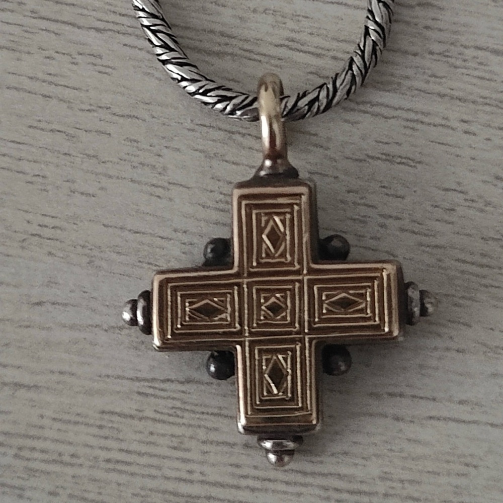 Konstantino - Two Tone 18k Double Sided Cross pendant necklace